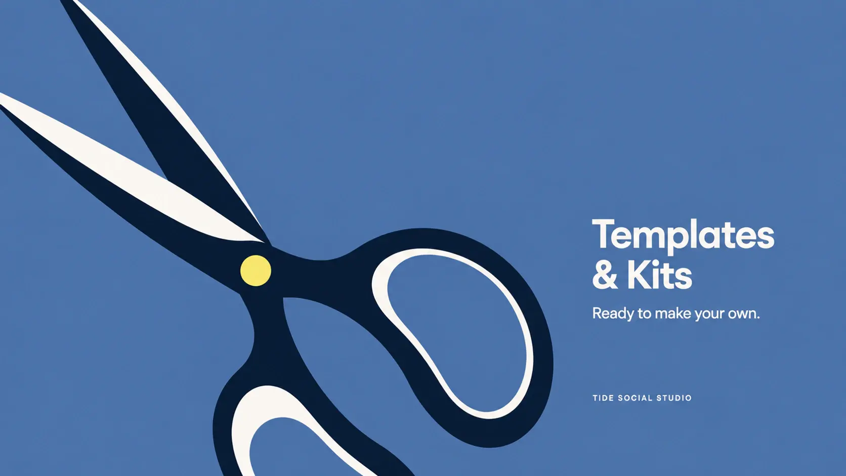 Templates & Kits cover with oversized illustrated scissors on blue